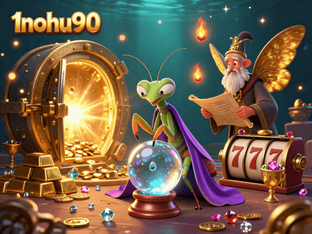 Experience the excitement of 1nohu90 with enchanting characters and immersive gaming elements in a rich casino atmosphere.