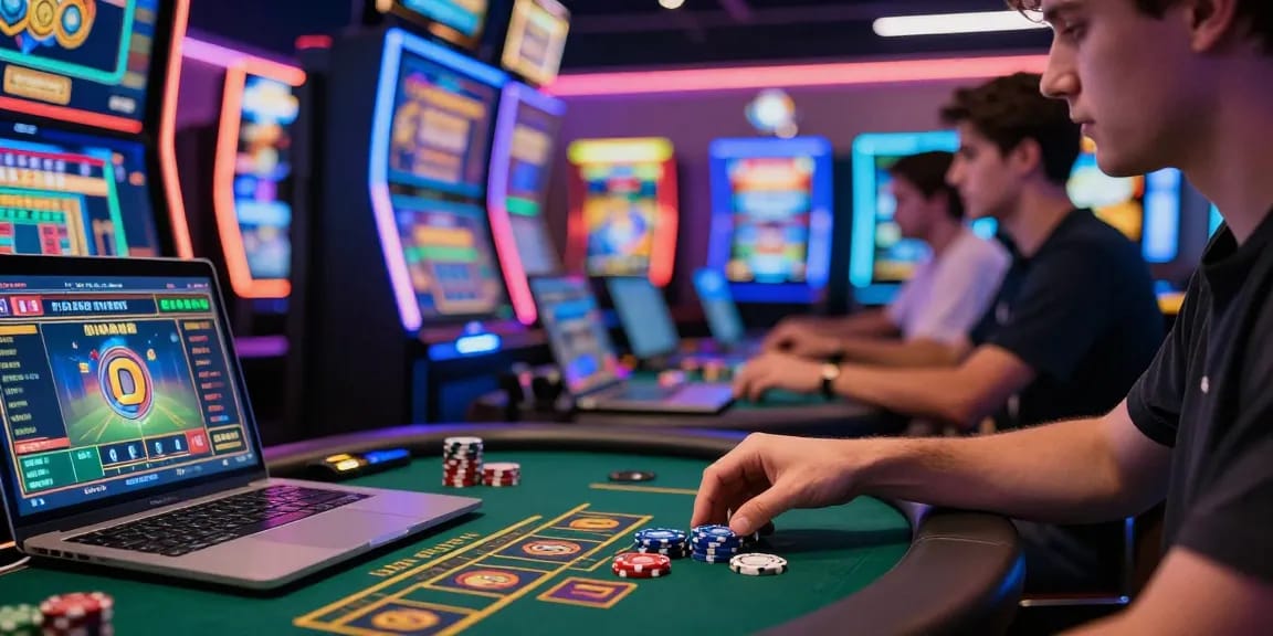 Casino en ligne le plus payant avec joueurs passionnés, vibrant éclairage LED, et interactions dynamiques sur appareils mobiles.