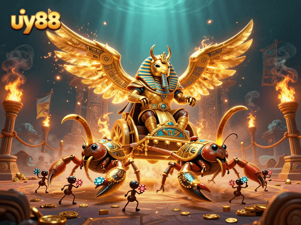 Engage in thrilling gameplay at uy88 with a vibrant 3D casino scene featuring exciting characters and elements