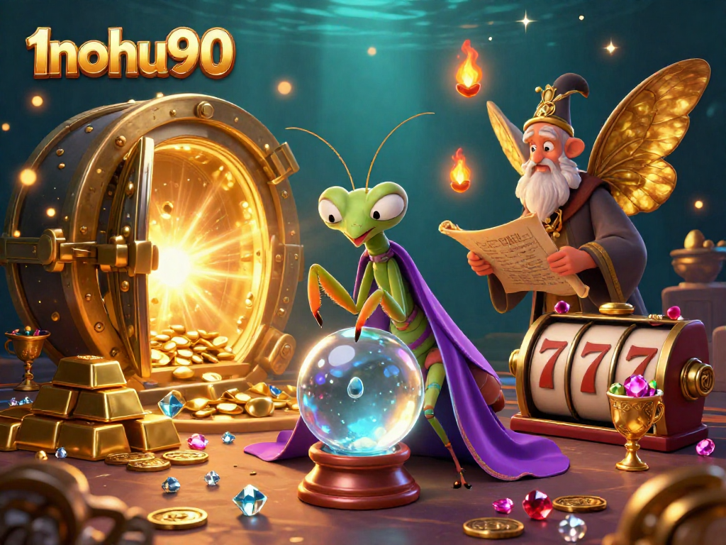 Experience the excitement of 1nohu90 with enchanting characters and immersive gaming elements in a rich casino atmosphere.