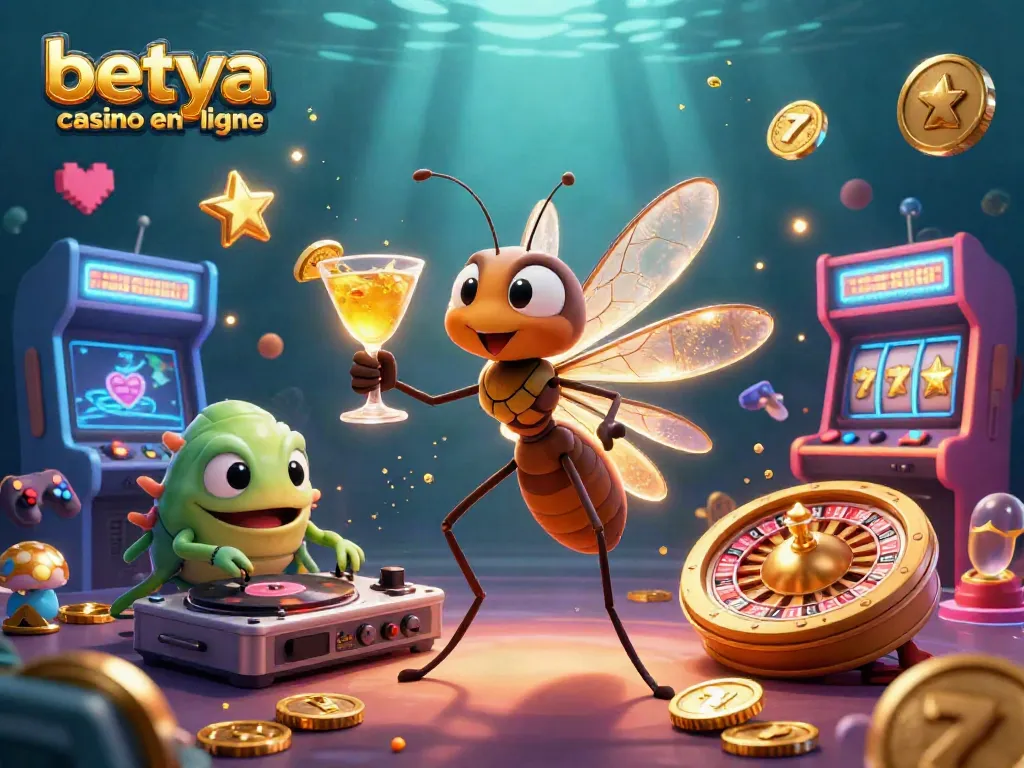 Experience the vibrant thrills of betya casino en ligne with this lively 3D illustration of casino gaming.