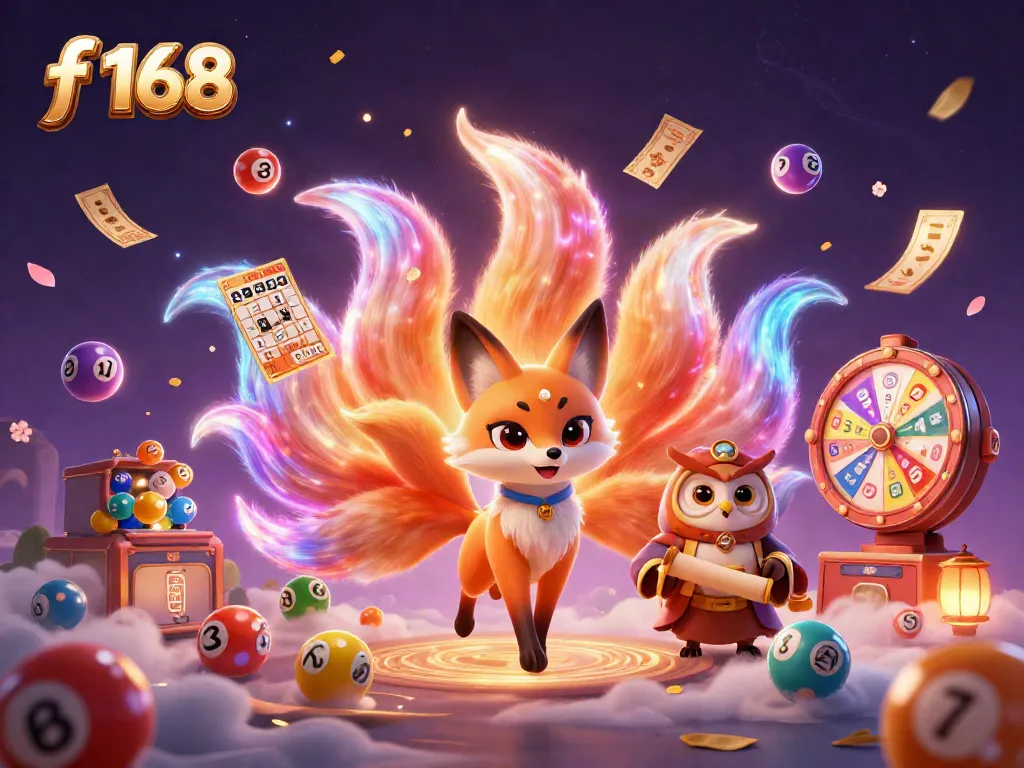 Engage with the vibrant f 168 online casino universe through a lively illustration featuring animated characters and gaming elements.