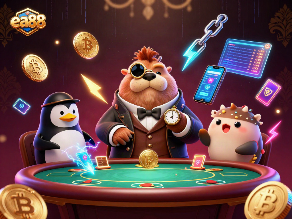 ea88 features a jolly walrus and friends bluffing over poker underwater