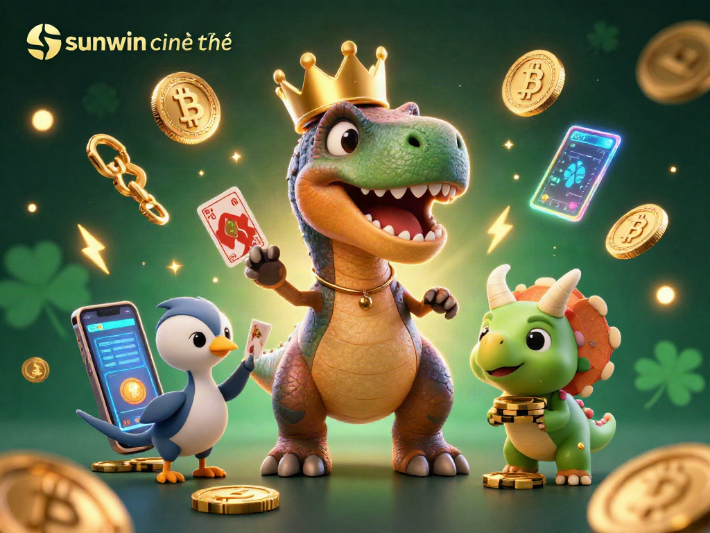 Engage with sunwin chính thức entertainment illustrated in a rich casino scene filled with vibrant characters and gaming elements.