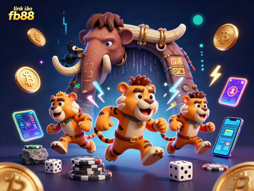 Engage with the vibrant and dynamic essence of link vào fb88 through this rich 3D illustration of a prehistoric casino experience.
