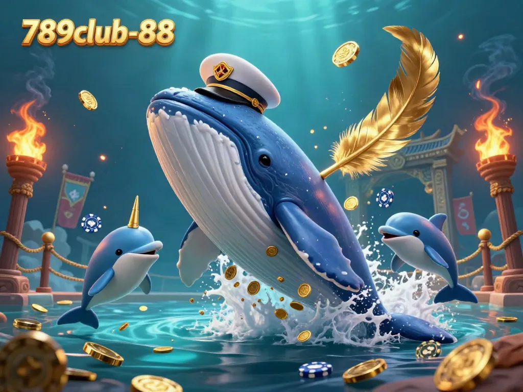 Engage with thrilling games at 789club-88 featuring a vibrant whale, narwhal, and dolphins.