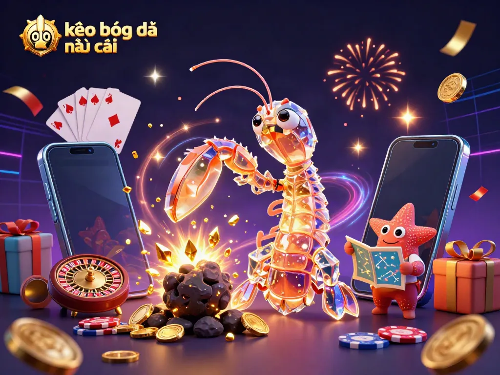 Experience the thrill of kèo bóng đá nhà cái with a cosmic samurai and exciting gaming elements depicted in vibrant 3D art.