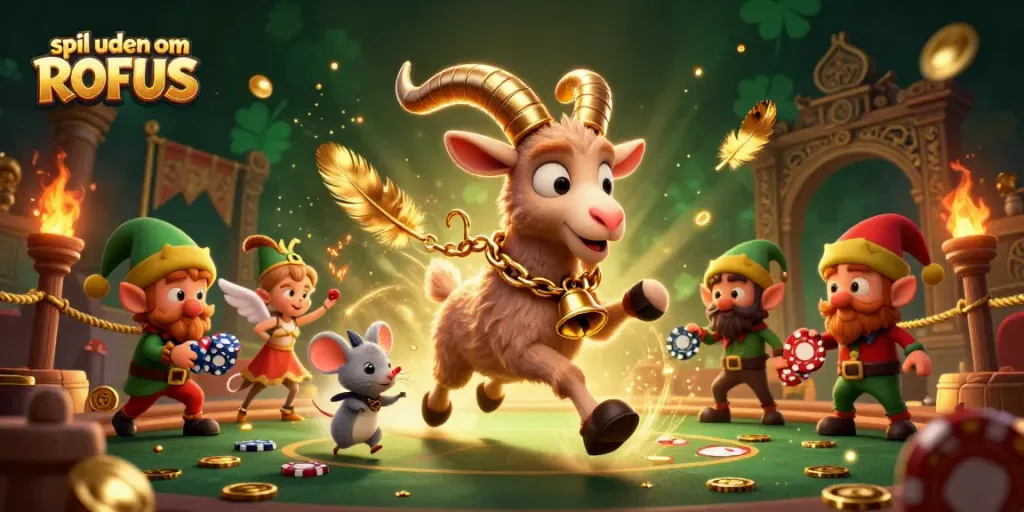 Engage in thrilling gameplay at spil uden om ROFUS with festive characters and rich casino elements.