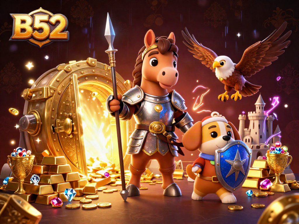 B52 gamblers revel in a treasure vault bursting with riches and gaming excitement