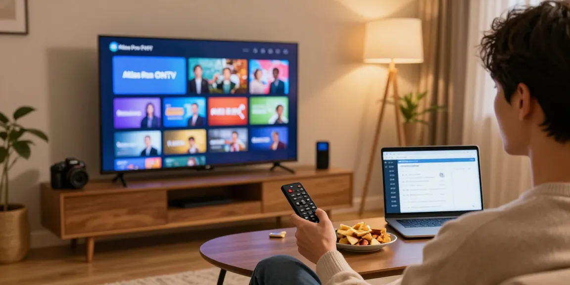 Client satisfait d'Atlas pro ontv regardant des chaînes en HD sur sa Smart TV.