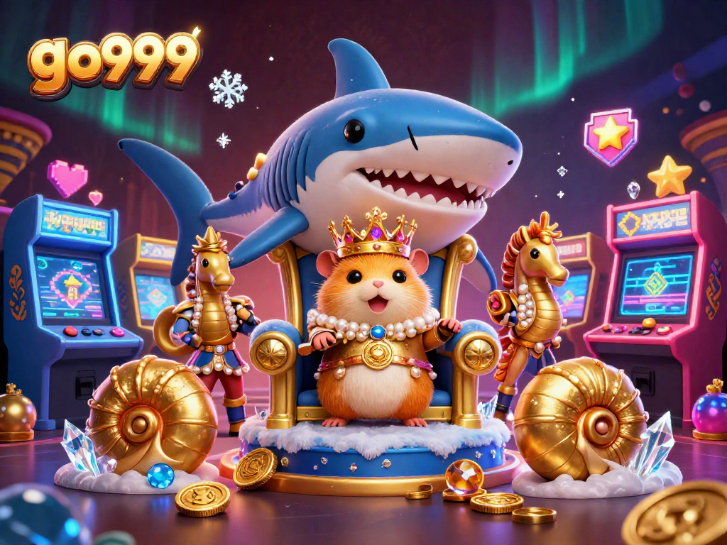 Experience the thrill of gaming on go999 with a vibrant casino scene featuring a hamster king.