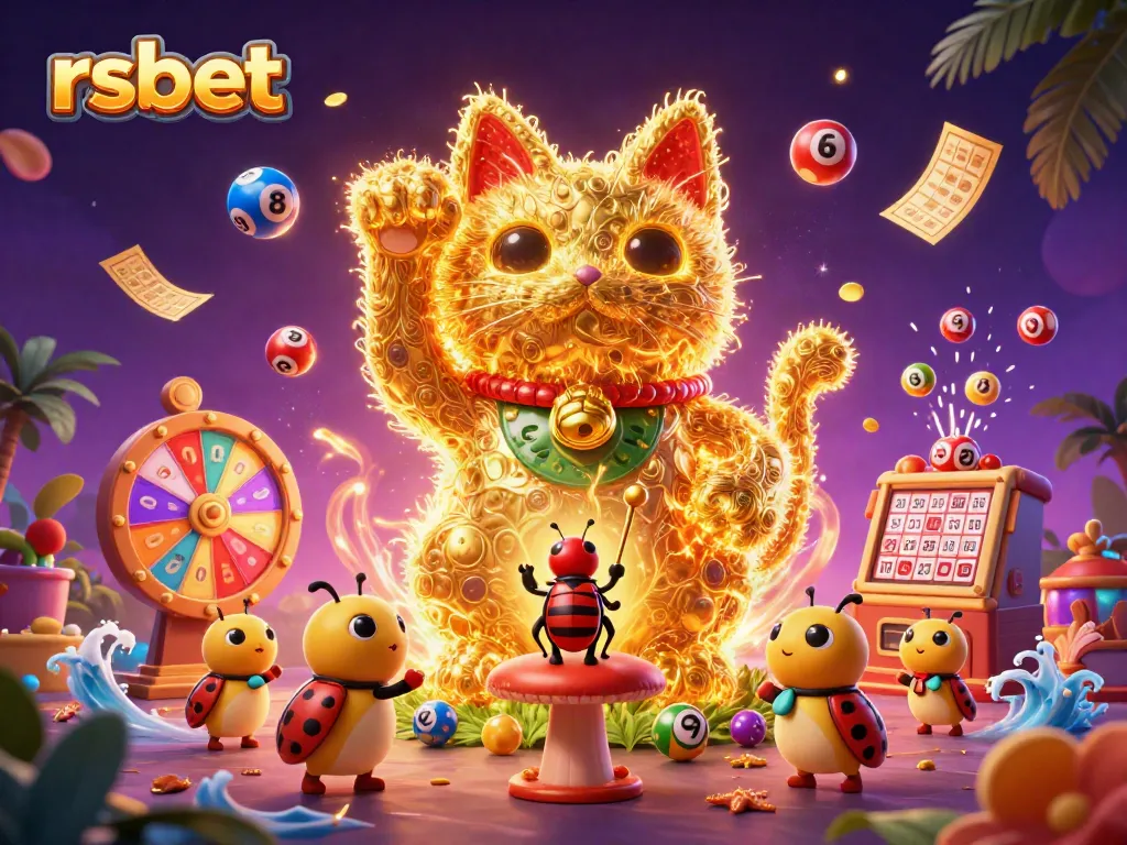 Experience thrilling moments at rsbet with 3D lucky cat and colorful casino elements.