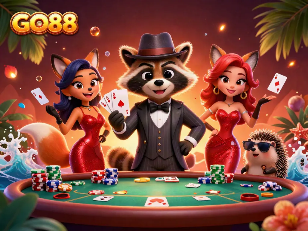 Experience top-notch gaming action with GO88 at a vibrant casino table.