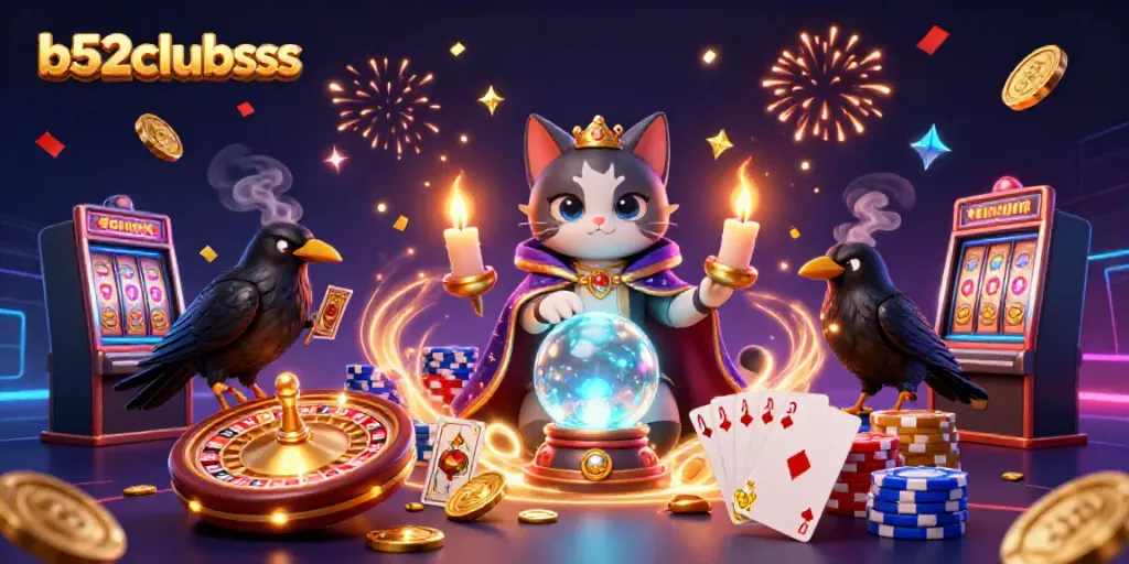 Experience the magic of b52clubsss with vibrant 3D characters and casino elements in a colorful scene.