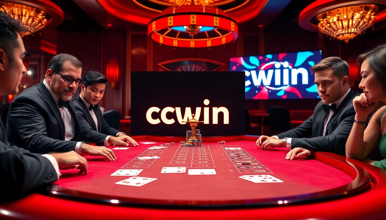 Engage in high-stakes poker at cwin's luxurious casino table, filled with chips and cards.