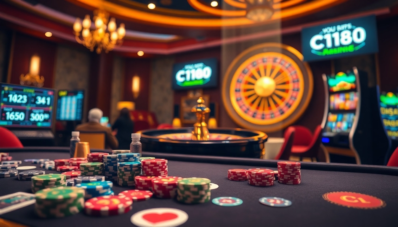 Engaging scene of C168 casino with poker games, slot machines, and betting activities.