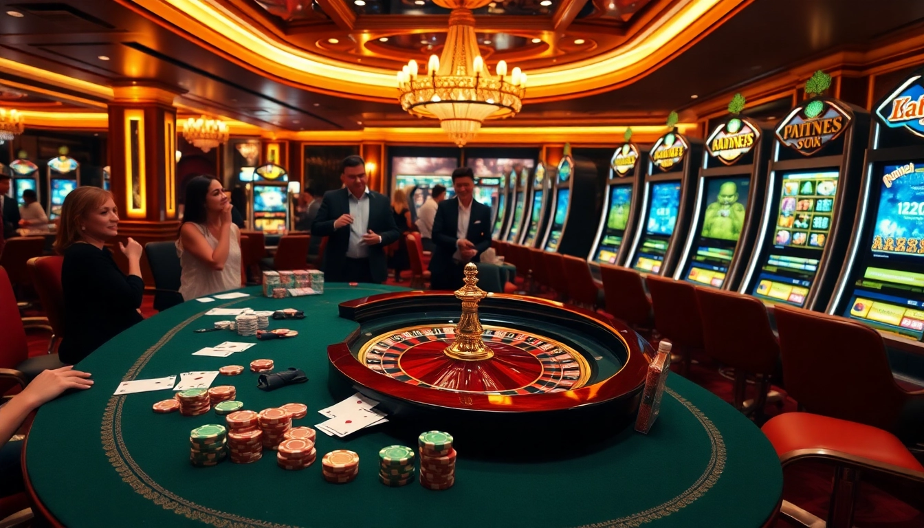 Experience the excitement at the meilleur casino en ligne français with vibrant gaming tables and slot machines.