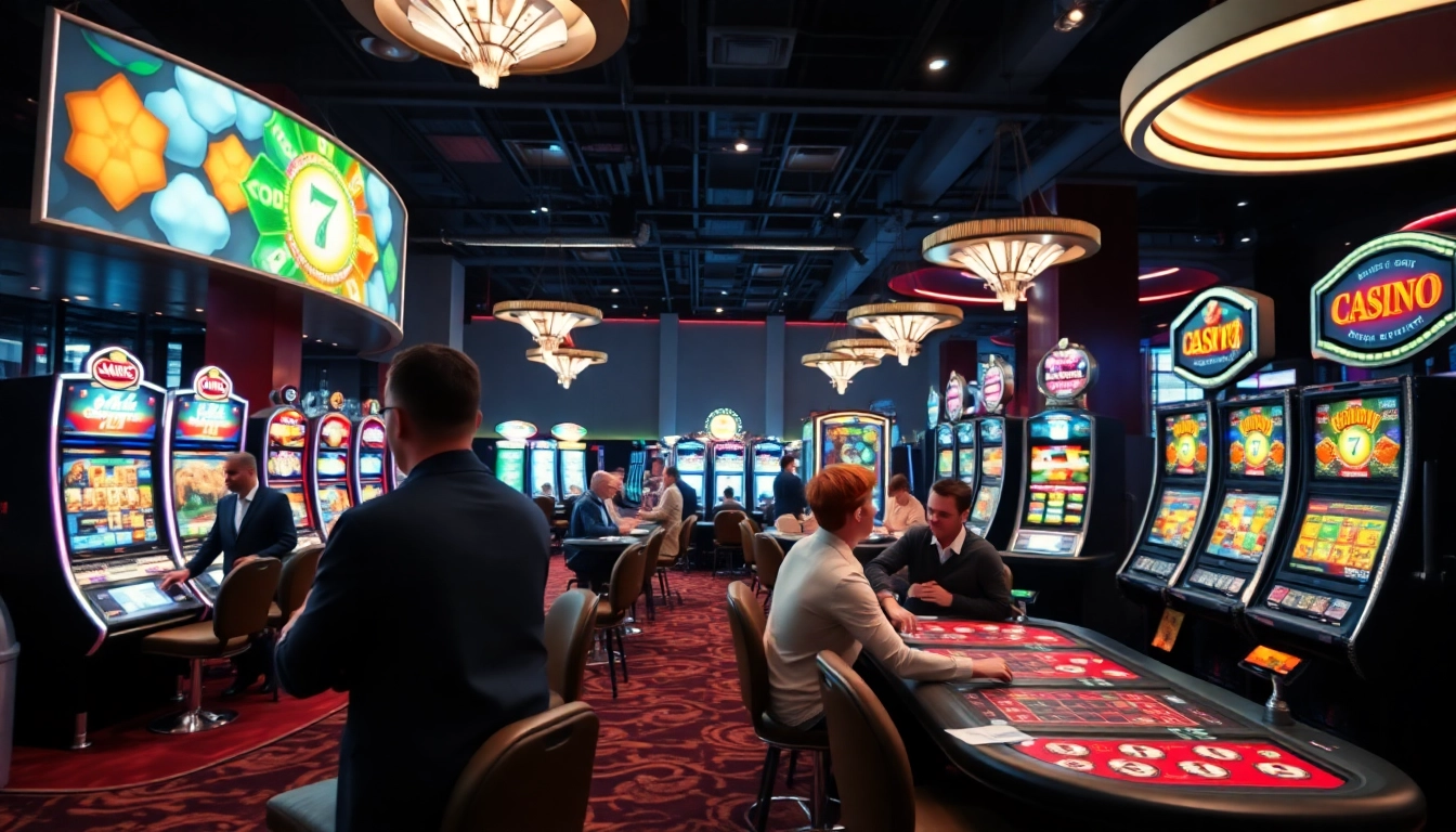 Jouer sur un casino en ligne fiable avec une ambiance de jeu animée et des machines à sous scintillantes.