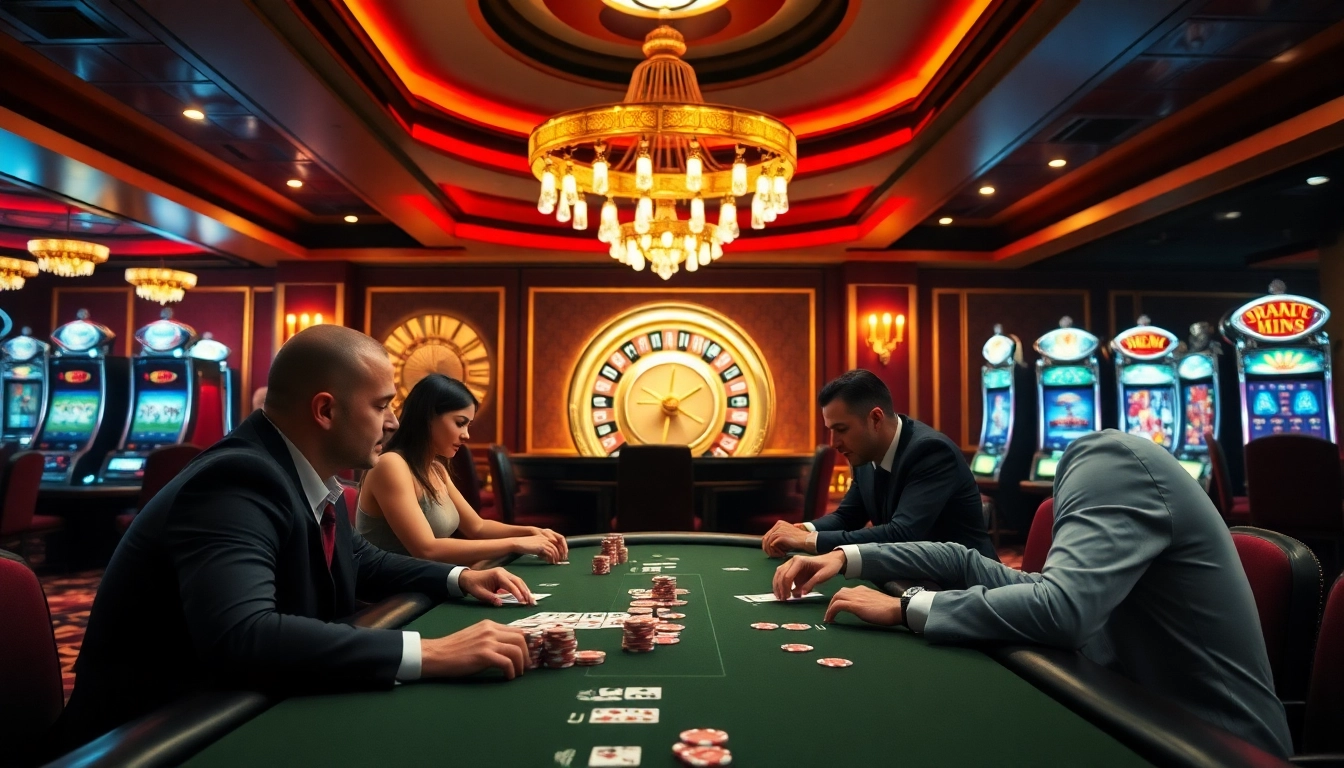 Exciting view of a game at the meilleur casino en ligne with poker chips and roulette wheel.