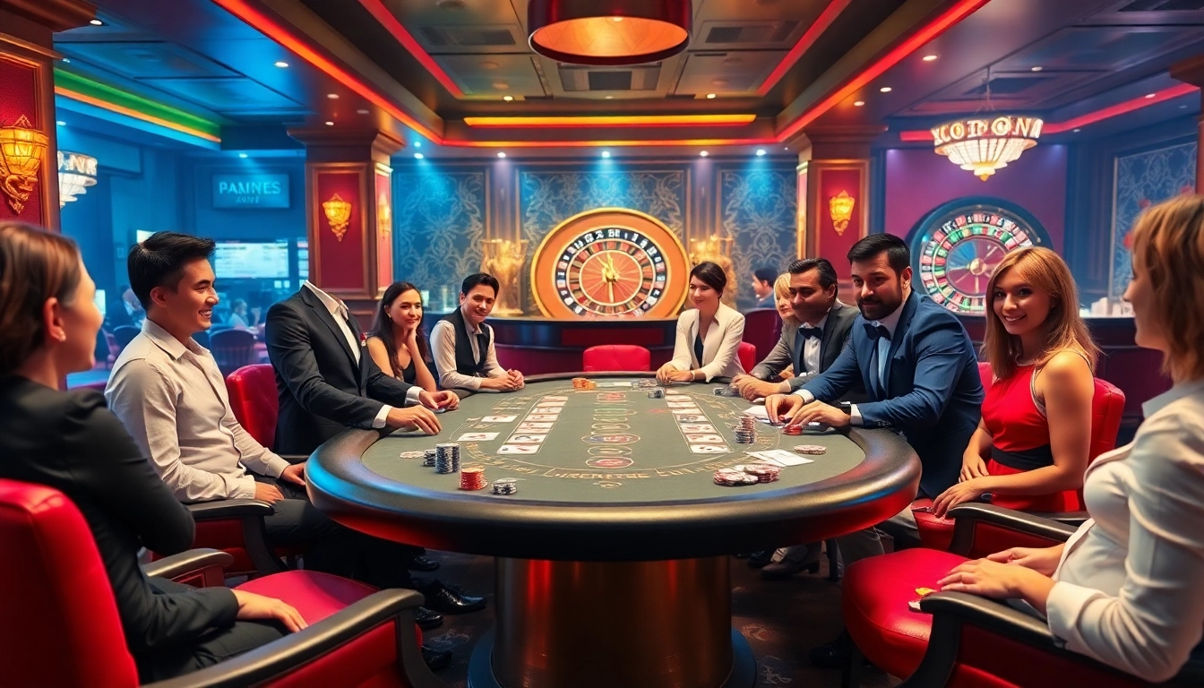 A high-stakes poker game showcasing tension and excitement at https://xx88a.app/ with intense players and vibrant casino lights.