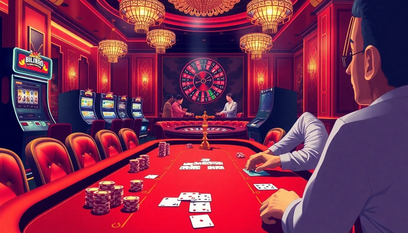 Players enjoying high-stakes poker at Bk33 club with vibrant casino atmosphere.