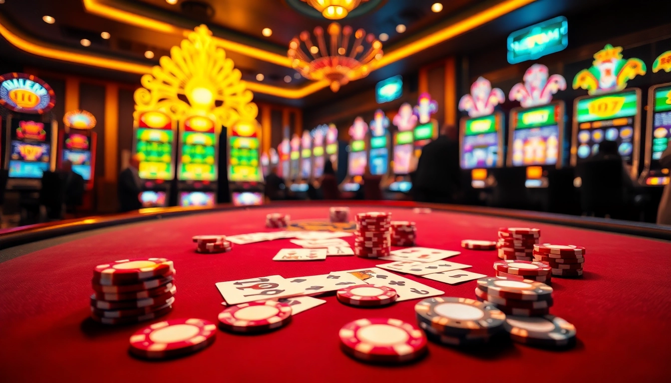 Experience the thrill of playing poker at https://pg88.cafe/ with vibrant slot machines and luxurious casino decor.