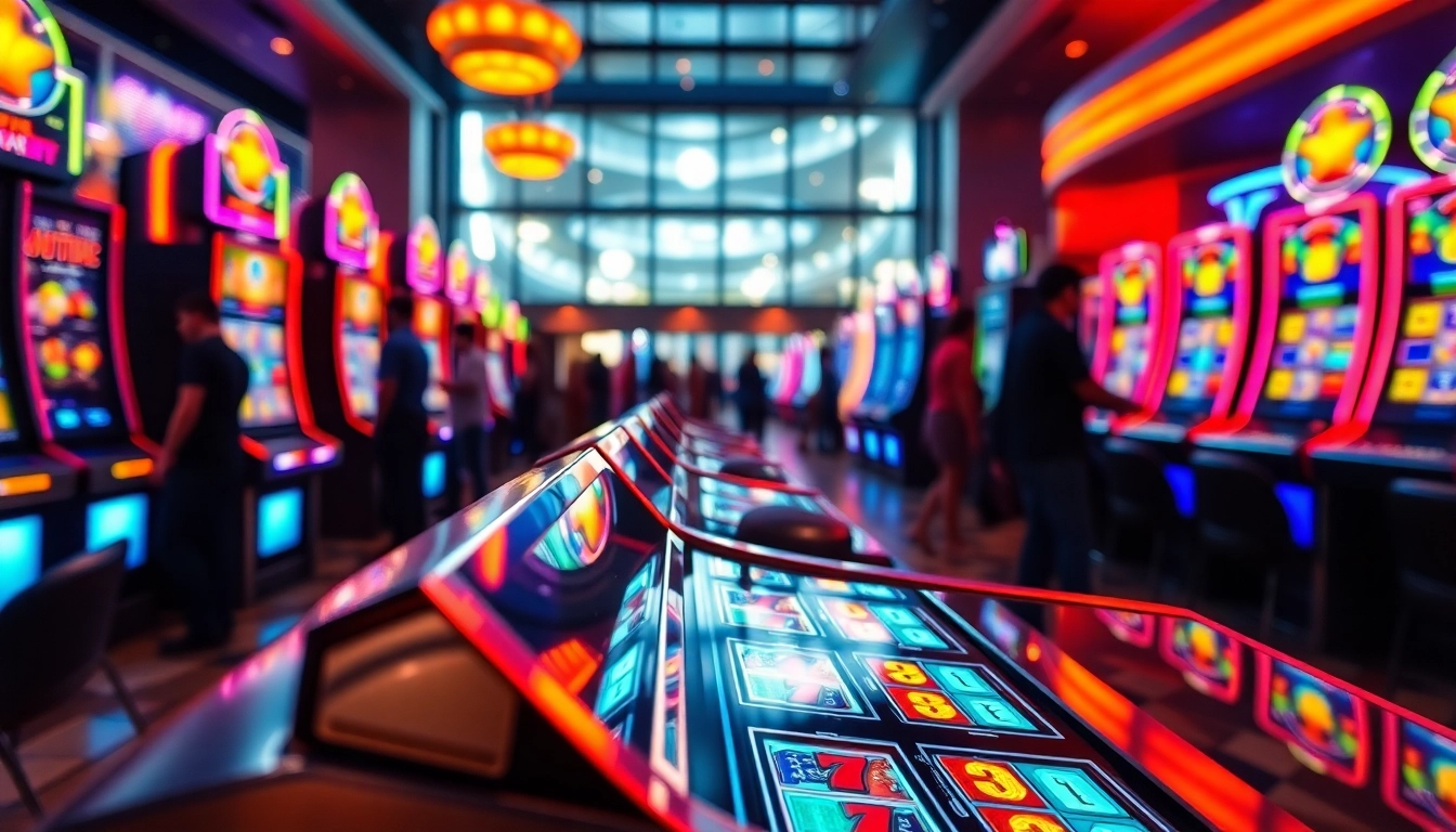 Des joueurs ravis profitent d'une machine à sous casino dans un environnement vibrant. related image