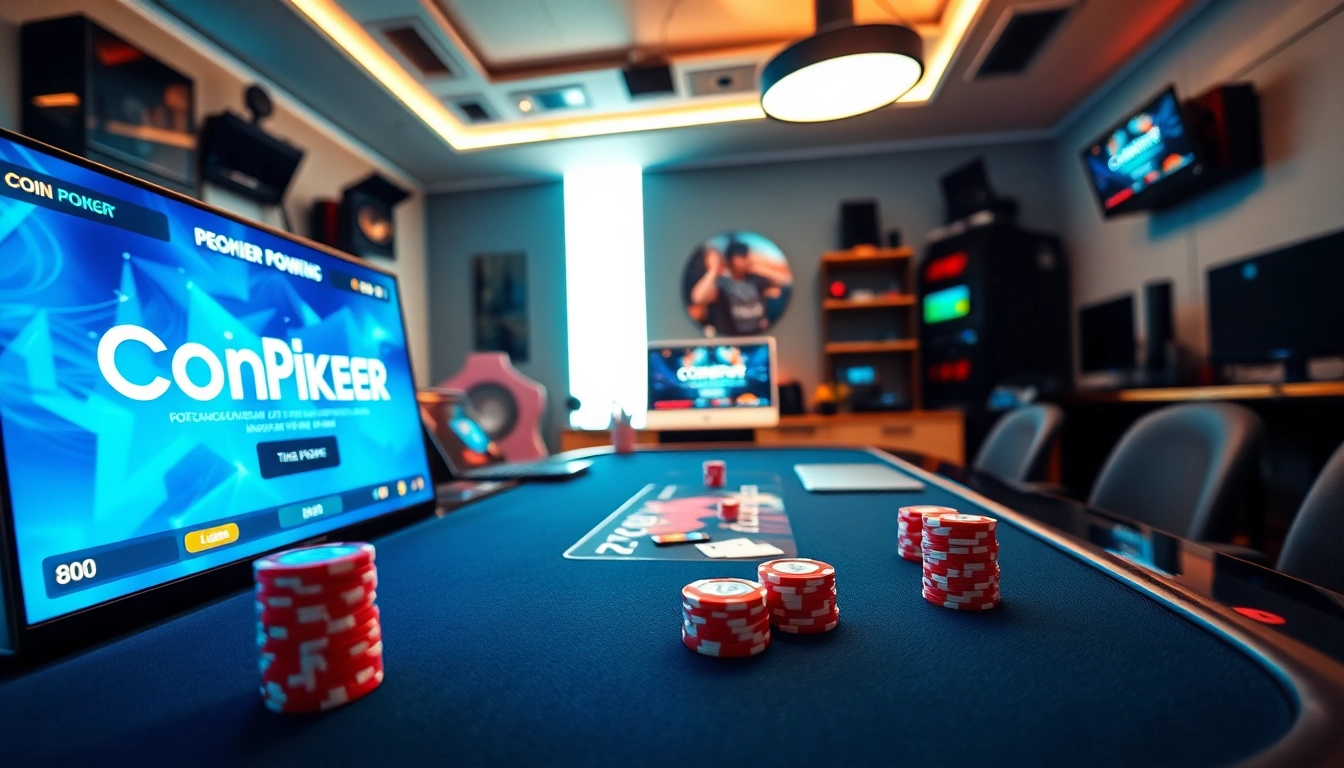 Évaluation de coinpoker avis avec une ambiance de jeu dynamique et une interface numérique captivante.
