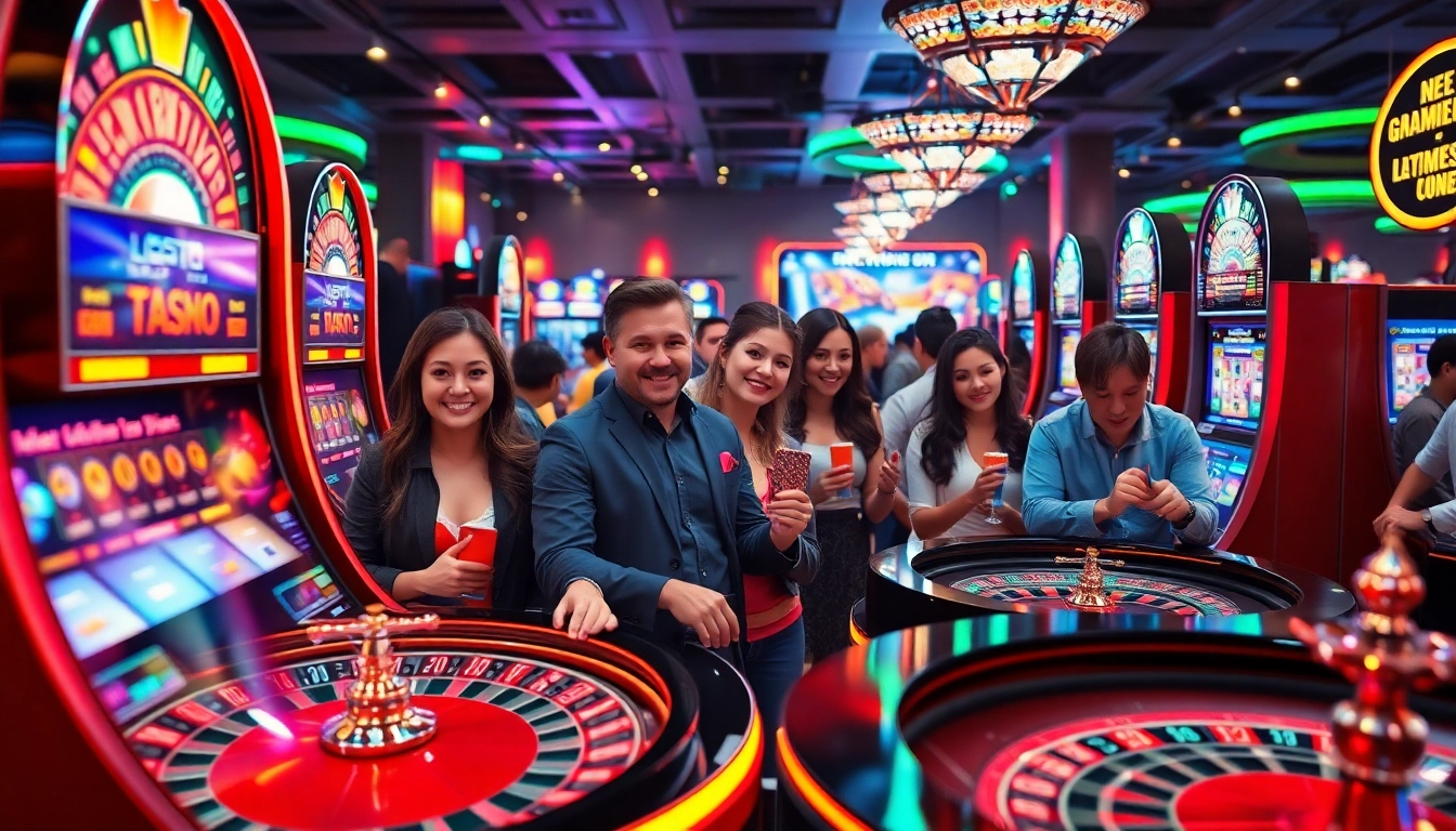 Découvrez le meilleur casino en ligne avec une scène de jeux captivante et des joueurs heureux.