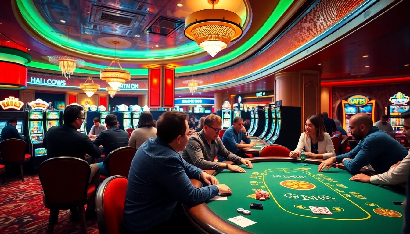 Joueurs dans un casino en ligne vibrant, participent à des jeux de poker excitants. related image