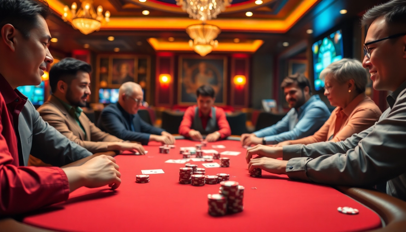 Jouer au poker en ligne avec des amis autour d'une table lumineuse et colorée related image