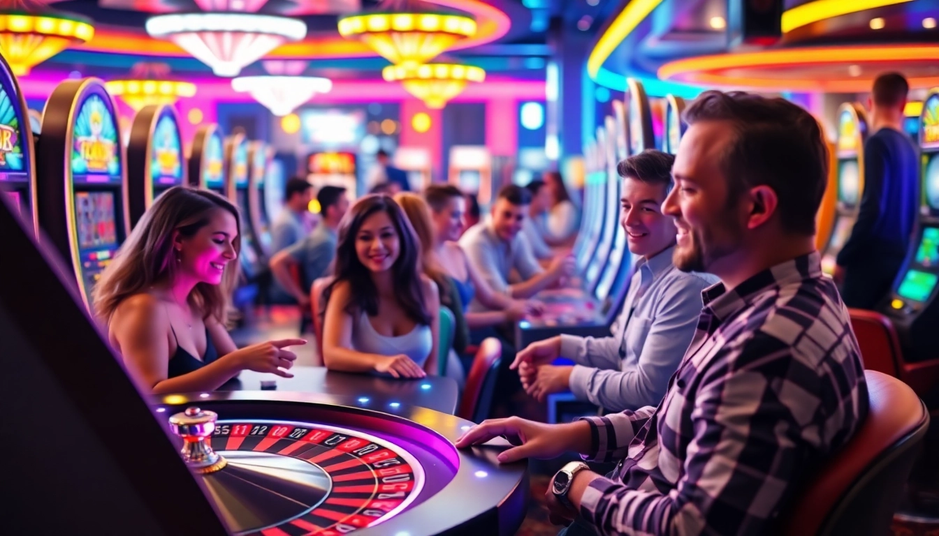 Découvrez le meilleur casino en ligne avec une scène de jeux captivante et des joueurs heureux. related image