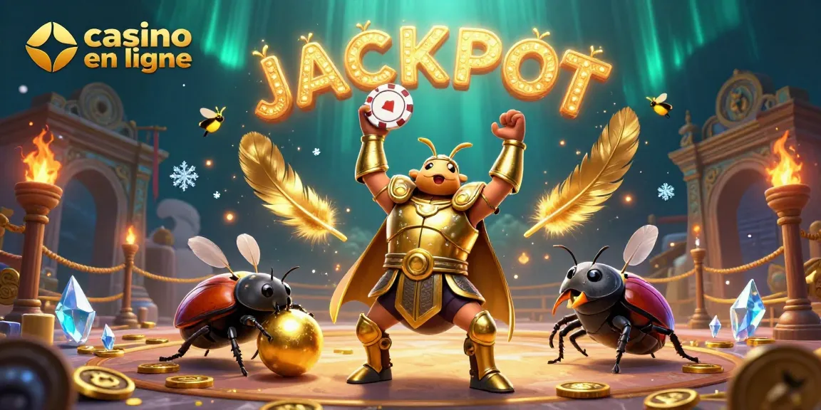 Casino en ligne : Victoire dans un tournoi avec un scarabée en armure dorée.