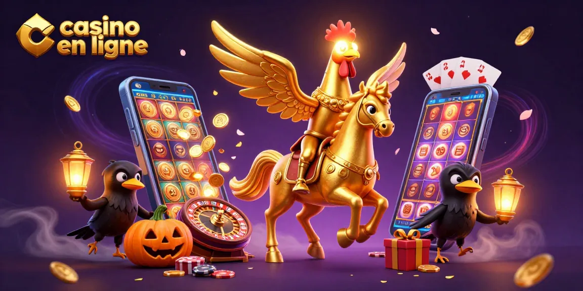 Jouez au casino en ligne avec cette illustration captivante de personnages fantastiques, symboles de jeux et ambiance magique.