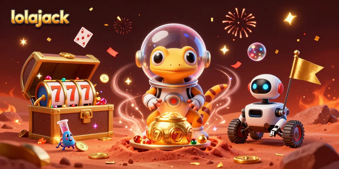 Experience the vibrant thrills at lolajack casino with cartoon Martian characters discovering riches and exciting gameplay!
