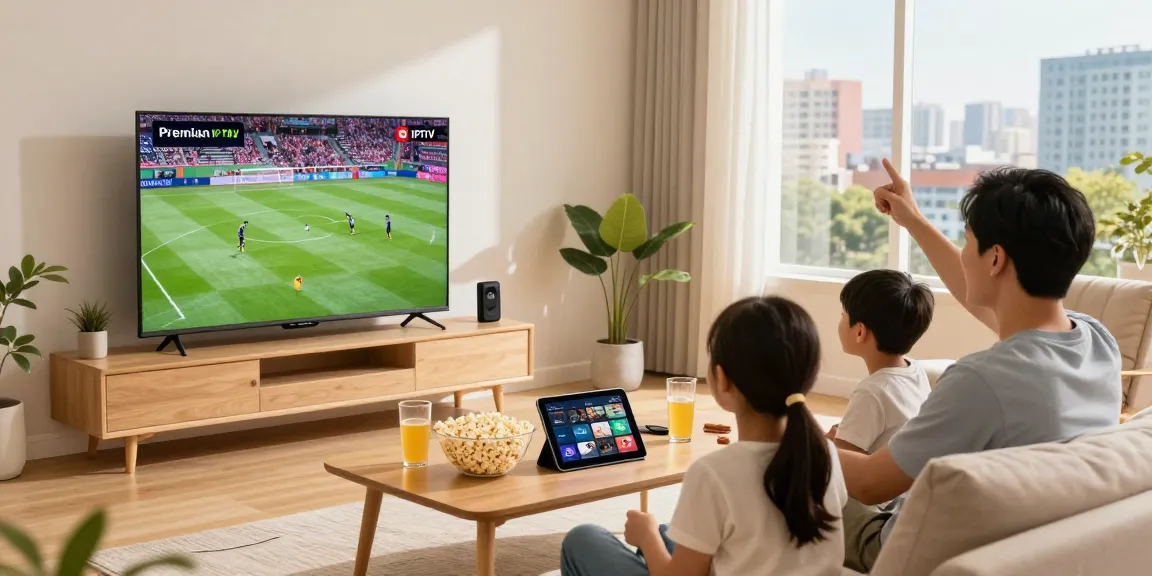 Regardez la télévision avec l'abonnement IPTV de FlashLine dans un salon moderne et convivial.