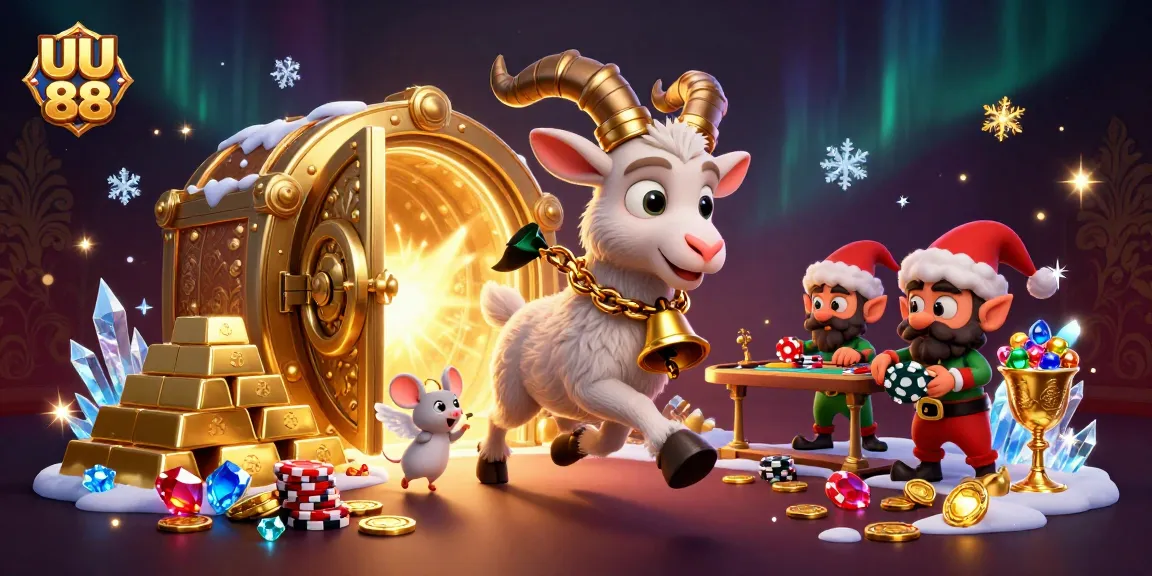 Experience gaming excitement with UU 88's festive casino scene featuring thrilling activities and characters.