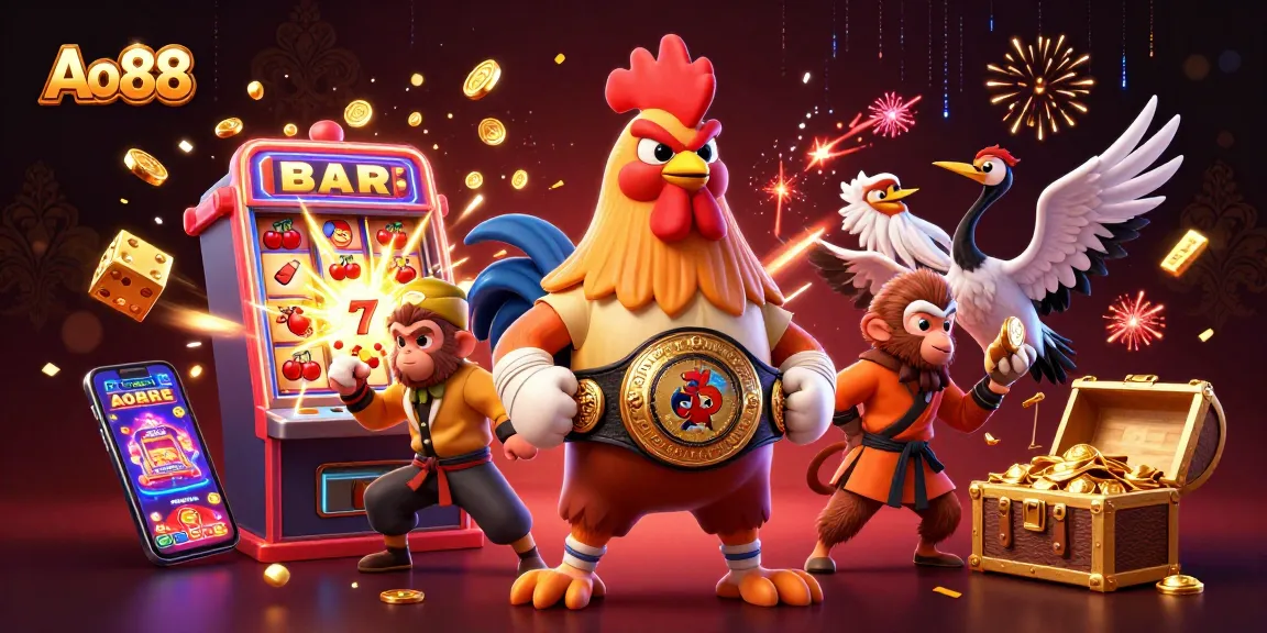 Join the excitement at Ao88 with a dynamic scene filled with thrilling casino elements.