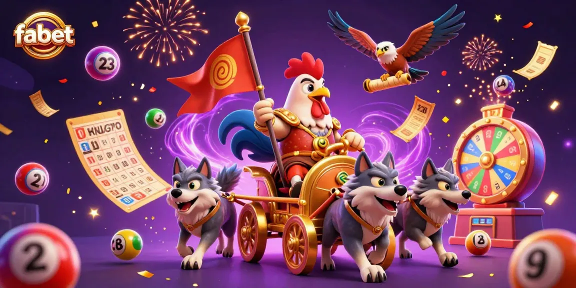 Engage with fabet's colorful carnival of gaming featuring a rooster warlord and dynamic lottery elements.