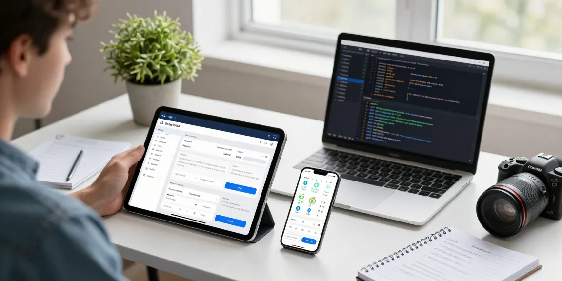 Interface d'application espion sur tablette avec fonctionnalités de surveillance à un bureau moderne.