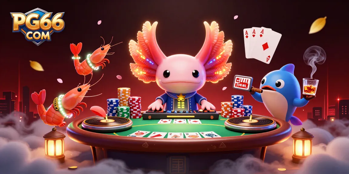 Experience excitement with PG66 COM at a vibrant underwater casino scene featuring unique characters.