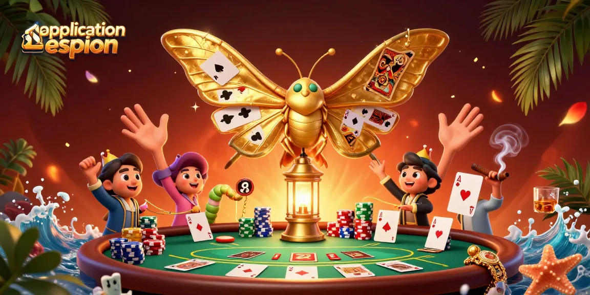 L'application espion analyse les tables de jeu illuminées d'un casino avec un papillon 3D en or.