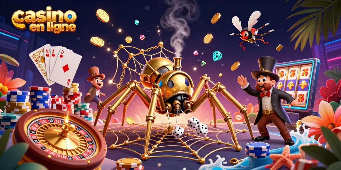 Découvrez un monde fantastique de casino en ligne avec une araignée steampunk immersive.