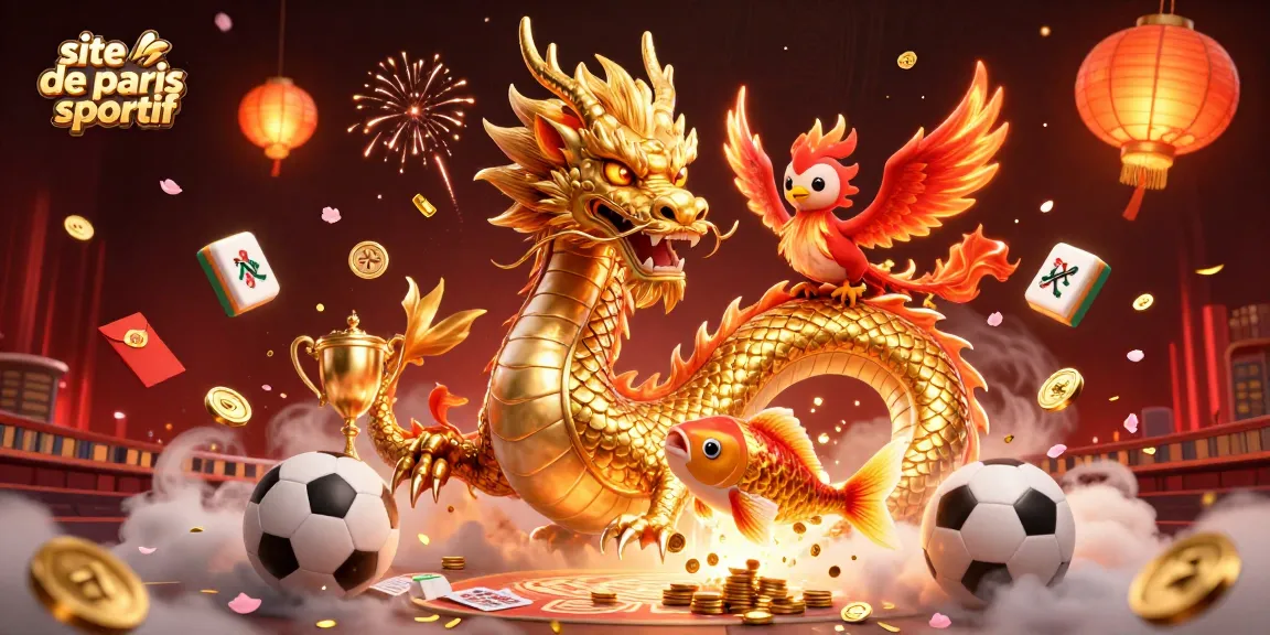 Pariez sur le site de paris sportif avec énergie, entouré de dragons et de trophées scintillants.