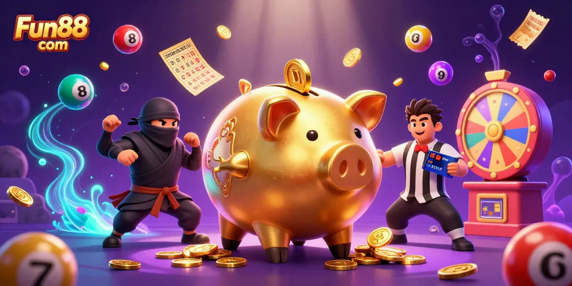 Experience thrilling gaming with Fun88 com in this dynamic 3D casino scene showing exciting lottery action.
