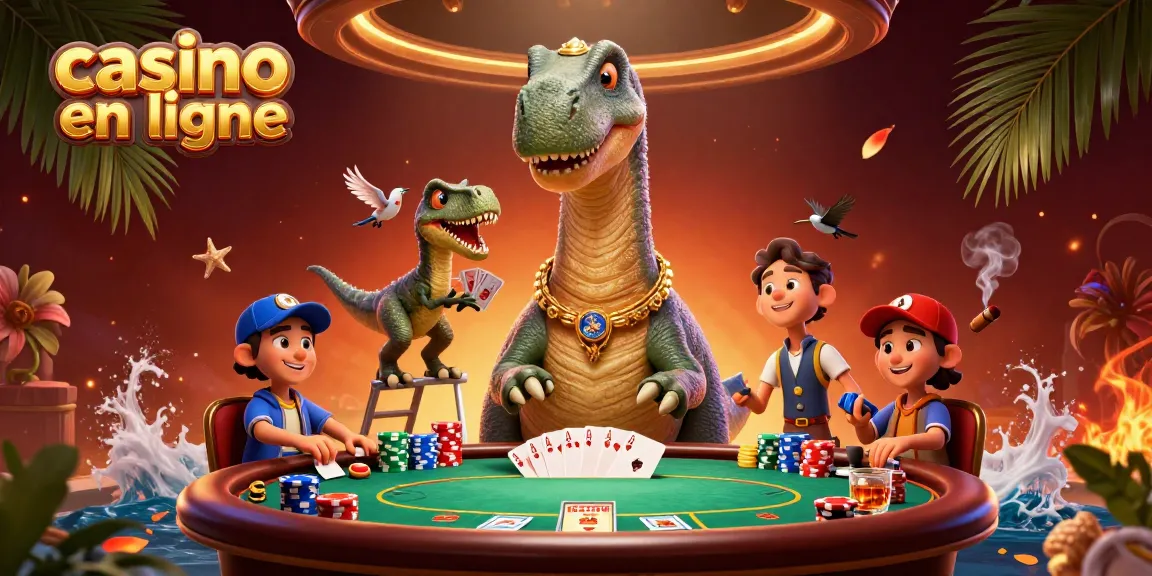 Profitez d'une expérience immersive de casino en ligne avec un brontosaurus et un raptor dealers.